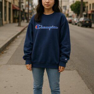 Vintage Champion Navy Blue Sweatshirt Sweater Size XL Extra Large Reverse Weave